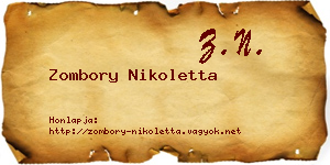 Zombory Nikoletta névjegykártya